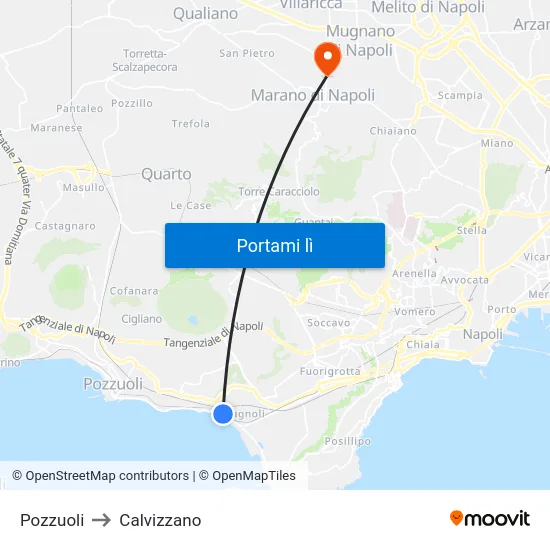 Pozzuoli to Calvizzano map