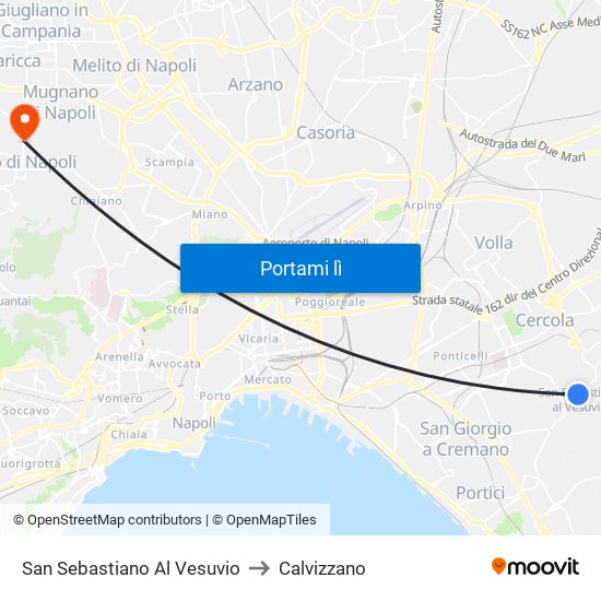 San Sebastiano Al Vesuvio to Calvizzano map