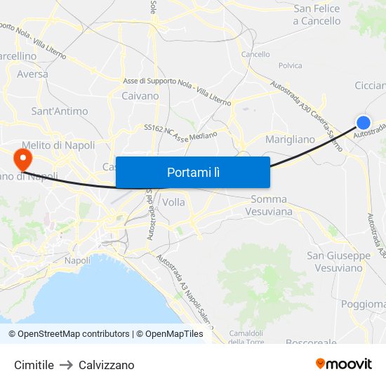 Cimitile to Calvizzano map