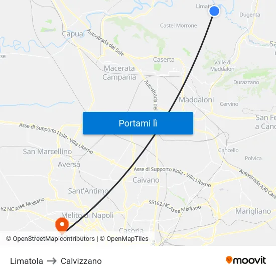 Limatola to Calvizzano map