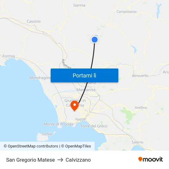 San Gregorio Matese to Calvizzano map