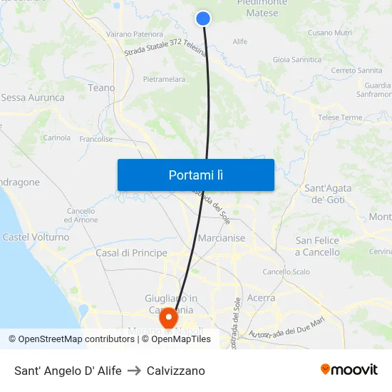 Sant' Angelo D' Alife to Calvizzano map