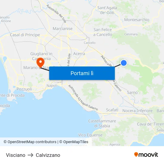 Visciano to Calvizzano map