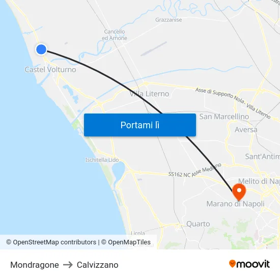 Mondragone to Calvizzano map