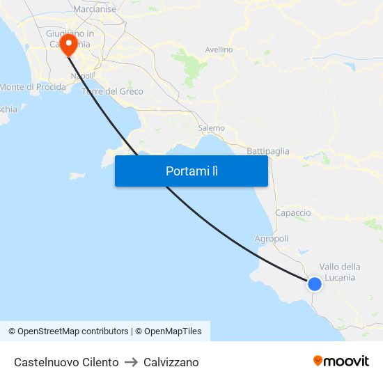 Castelnuovo Cilento to Calvizzano map