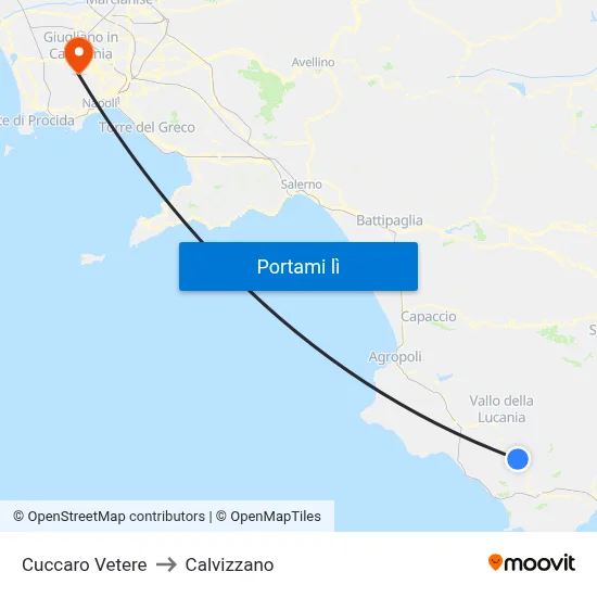 Cuccaro Vetere to Calvizzano map