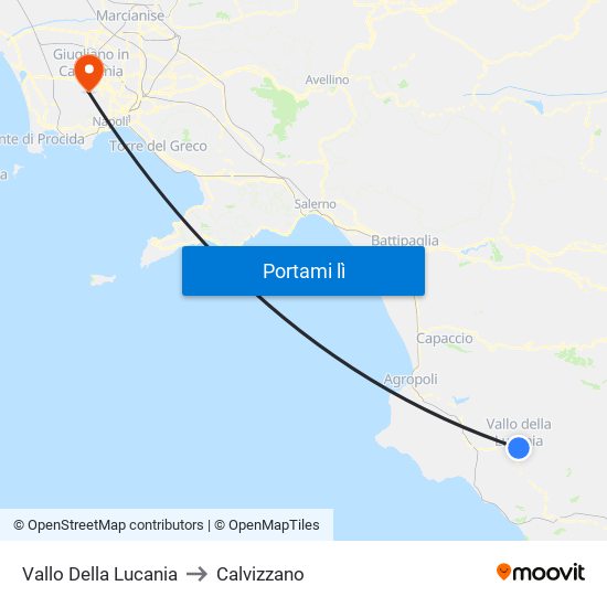 Vallo Della Lucania to Calvizzano map