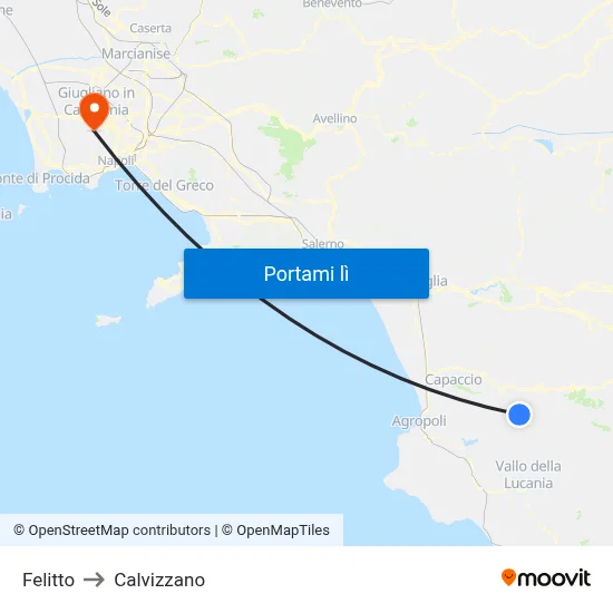 Felitto to Calvizzano map
