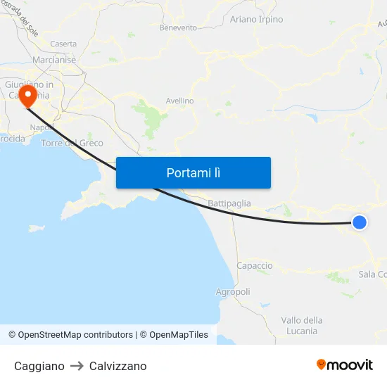 Caggiano to Calvizzano map