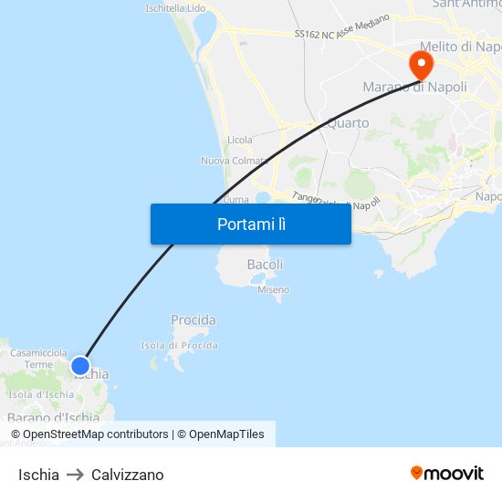 Ischia to Calvizzano map