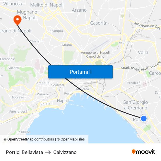 Portici Bellavista to Calvizzano map