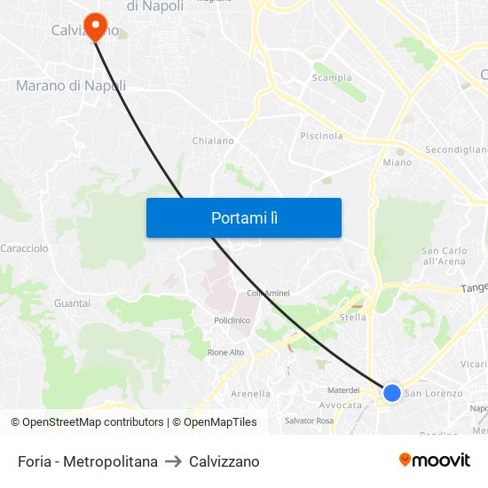 Foria - Metropolitana to Calvizzano map