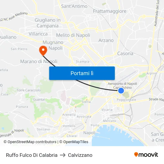 Ruffo Fulco Di Calabria to Calvizzano map