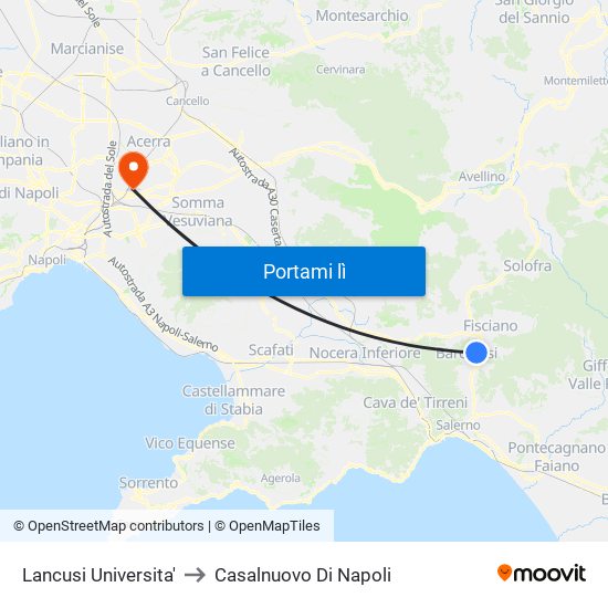 Lancusi Universita' to Casalnuovo Di Napoli map