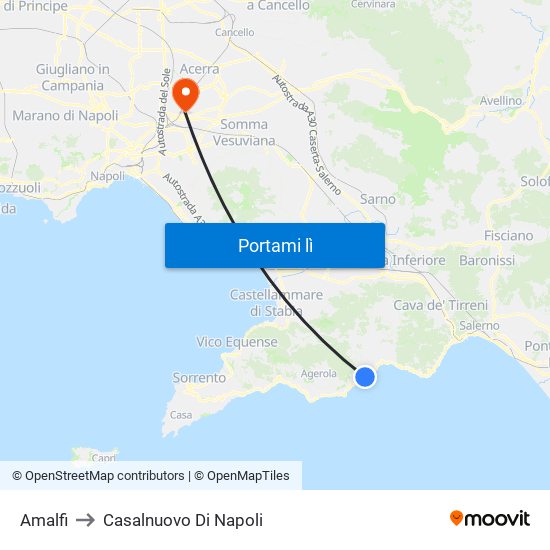 Amalfi to Casalnuovo Di Napoli map