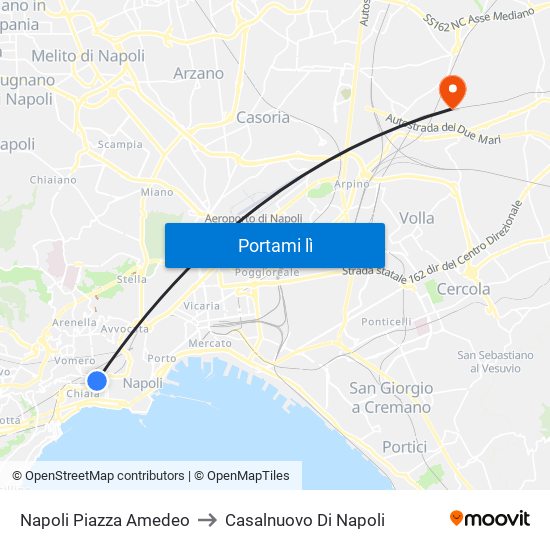 Napoli Piazza Amedeo to Casalnuovo Di Napoli map
