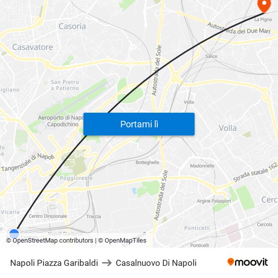 Napoli Piazza Garibaldi to Casalnuovo Di Napoli map