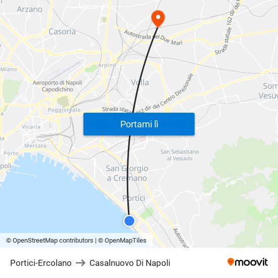 Portici-Ercolano to Casalnuovo Di Napoli map
