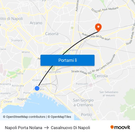 Napoli Porta Nolana to Casalnuovo Di Napoli map