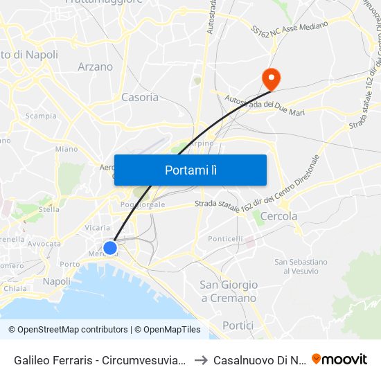 Galileo Ferraris - Circumvesuviana E.A.V. to Casalnuovo Di Napoli map