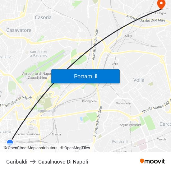 Garibaldi to Casalnuovo Di Napoli map