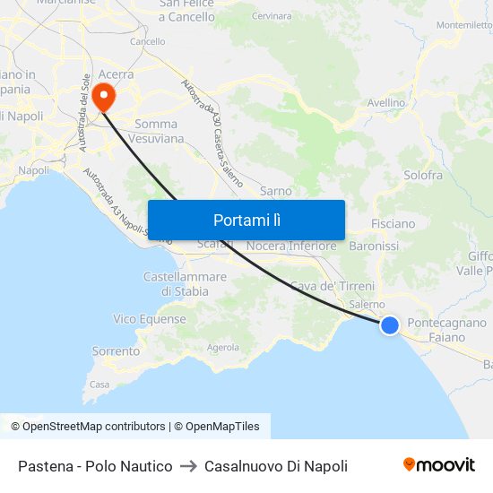Pastena  - Polo Nautico to Casalnuovo Di Napoli map
