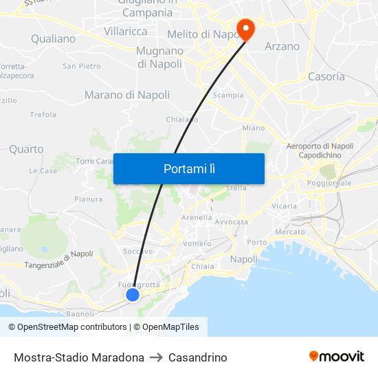 Mostra-Stadio Maradona to Casandrino map