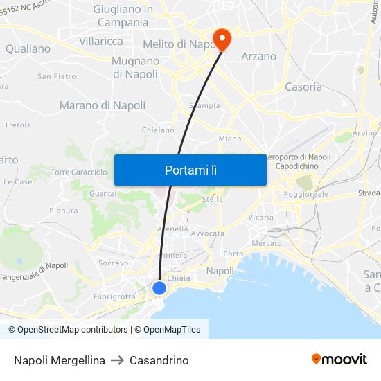 Napoli Mergellina to Casandrino map