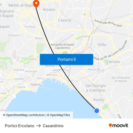Portici-Ercolano to Casandrino map