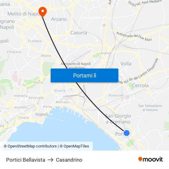 Portici Bellavista to Casandrino map