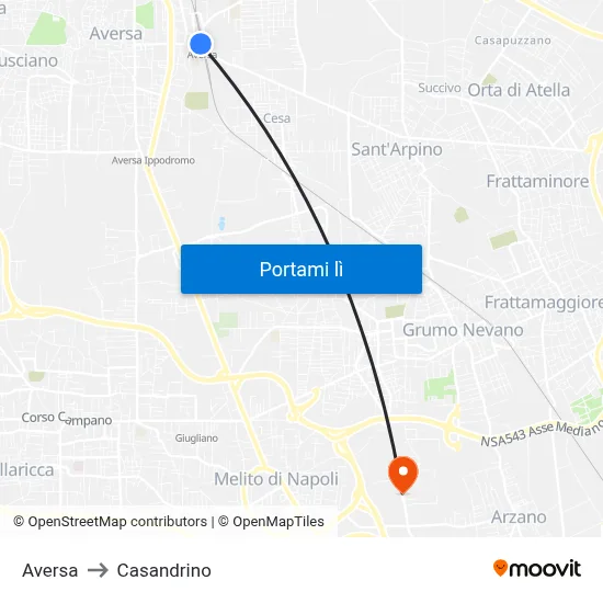 Aversa to Casandrino map