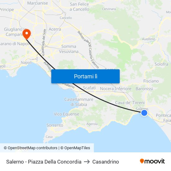 Salerno - Piazza Della Concordia to Casandrino map