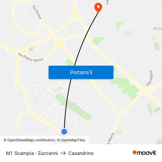 M1 Scampia - Zuccarini to Casandrino map