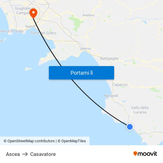 Ascea to Casavatore map