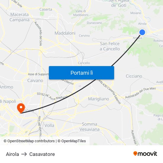 Airola to Casavatore map