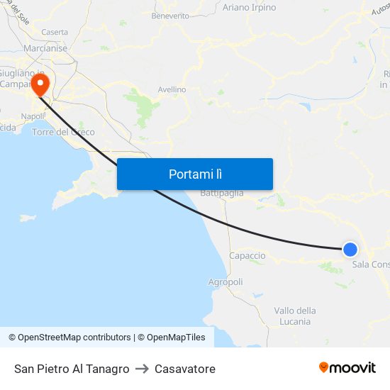 San Pietro Al Tanagro to Casavatore map