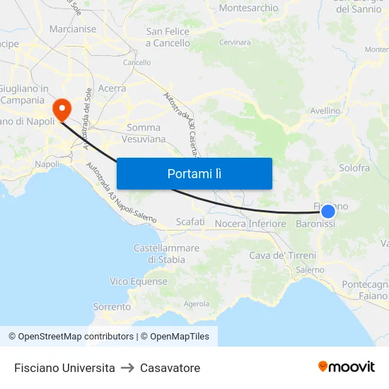 Fisciano Universita to Casavatore map