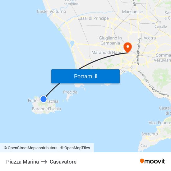 Piazza Marina to Casavatore map