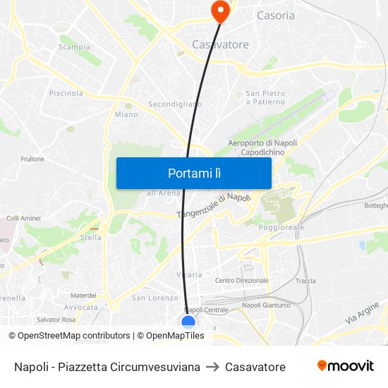 Napoli - Piazzetta Circumvesuviana to Casavatore map