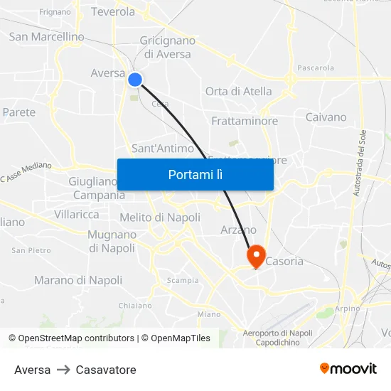 Aversa to Casavatore map