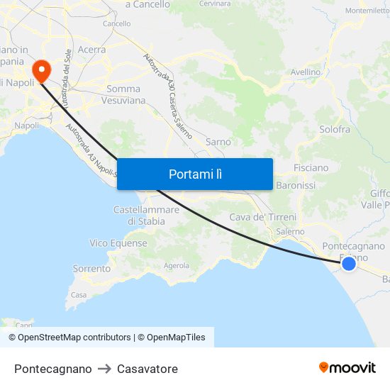Pontecagnano to Casavatore map