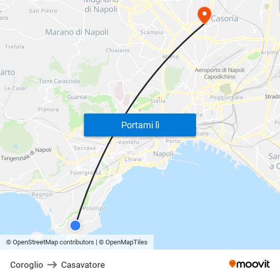 Coroglio to Casavatore map