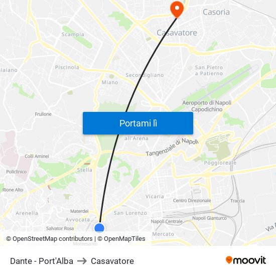 Dante - Port'Alba to Casavatore map