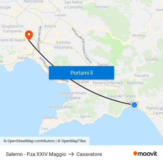 Salerno - P.za XXIV Maggio to Casavatore map