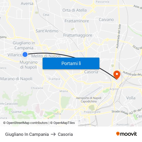 Giugliano In Campania to Casoria map