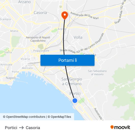 Portici to Casoria map