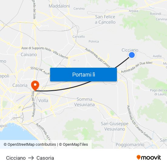 Cicciano to Casoria map