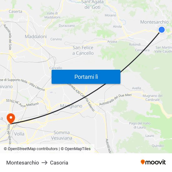 Montesarchio to Casoria map