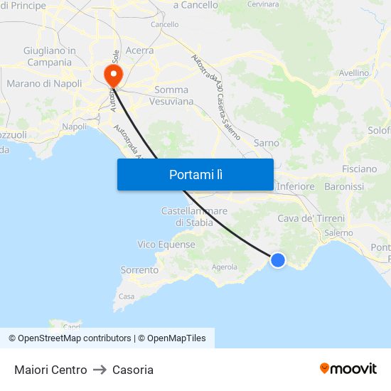 Maiori Centro to Casoria map