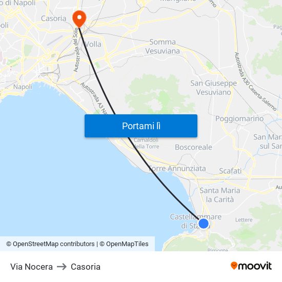 Via Nocera to Casoria map